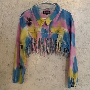 Thrill Multicolor Fringe Denim Jacket